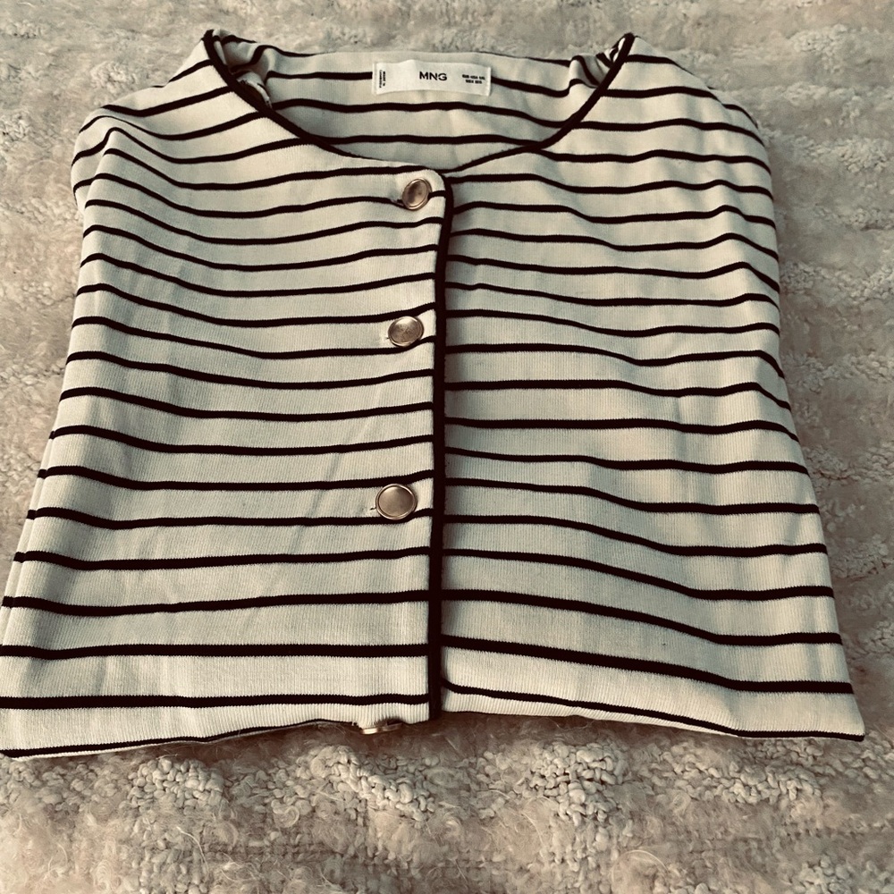 Mango Cream and Black Striped Cardigan
